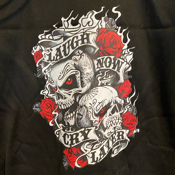 NWT Men’s Lg Laugh Now Cry Later Skull Hoodie - Picture 2 of 3